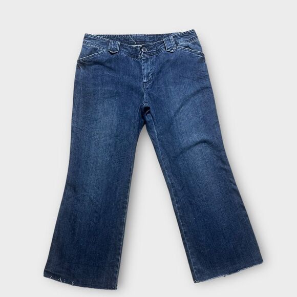 Gap Flare Leg Jeans Womens 12 Retro Wash Raw Hem Cropped Denim - Picture 1 of 7